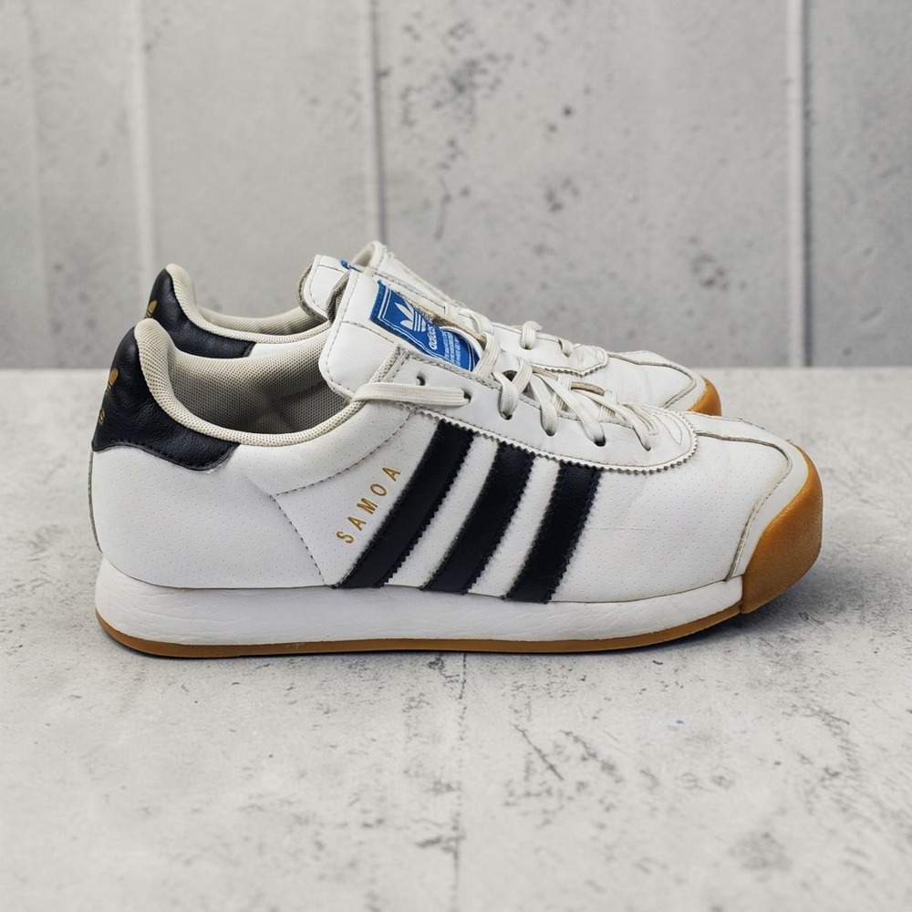 Adidas Samoa Womens White Black Gum Leather Sneakers Low Top Retro Shoes